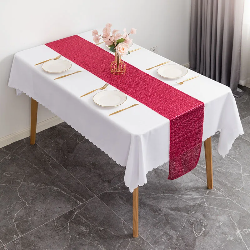 10PCS/LOT Wholesale Sparkly Sequin Table Runners Wedding Party Hotel Event Decoration Gold Silver Red Black Tablecloths 30x275CM