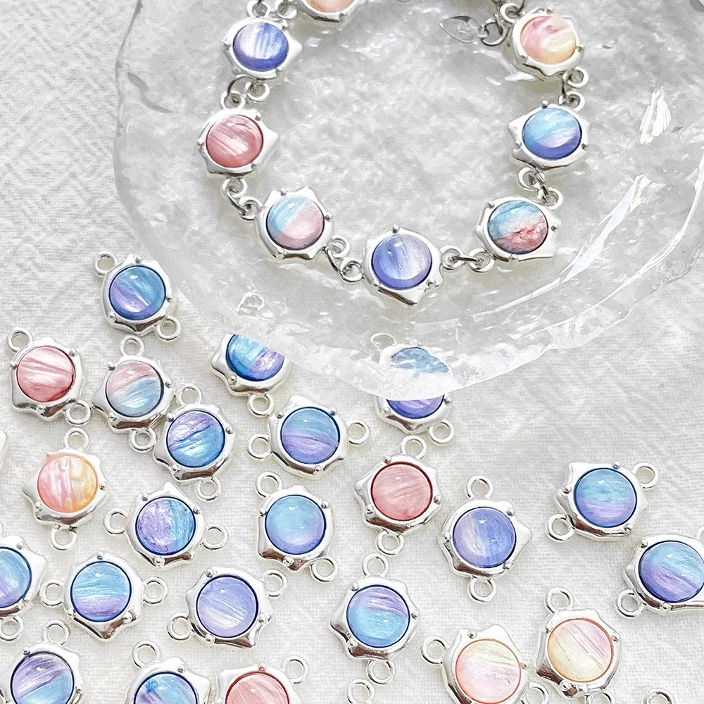 8 قطع من سبائك ثنائية اللون، حلقة معلقة مزدوجة، قلادة توصيل DIY لتصنيع مجوهرات الأزياء والسوار وإكسسوارات القلادة