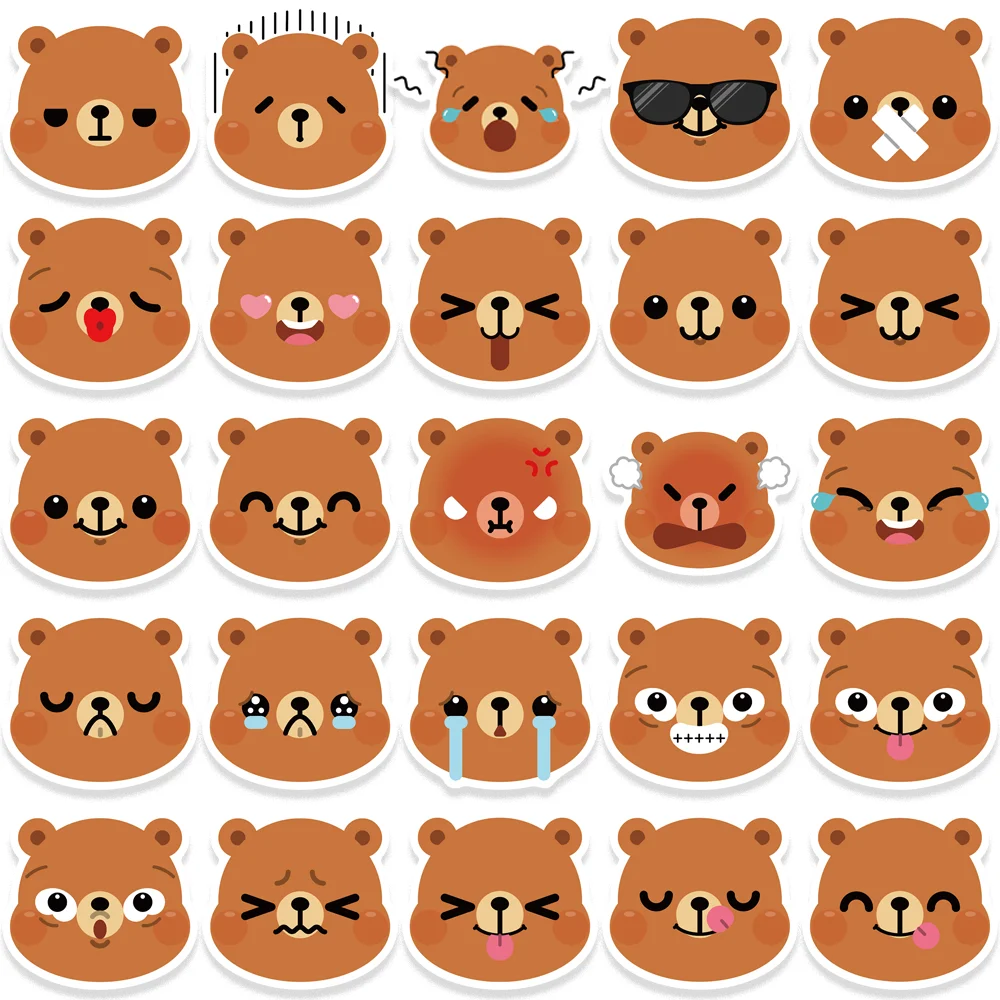 Pegatinas de oso de peluche de dibujos animados para niños, 25 piezas, decoración clásica impermeable para teléfono, cuaderno, sobre, monopatín, portátil, juguete de regalo