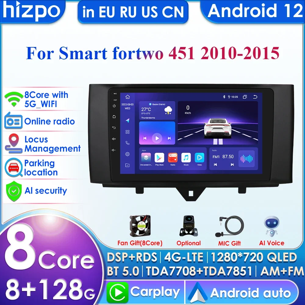 

8Core AI 7862 2din Android Autoradio for Smart Fortwo 2011-2015 Car Radio Multimedia Video Player GPS Navi Head Unit Carplay 4G