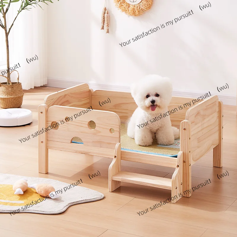 Kennel Small and medium-sized dog pet nest Dog bed Pet bed Off the ground Universal summer solid wood cat litter Cat bed