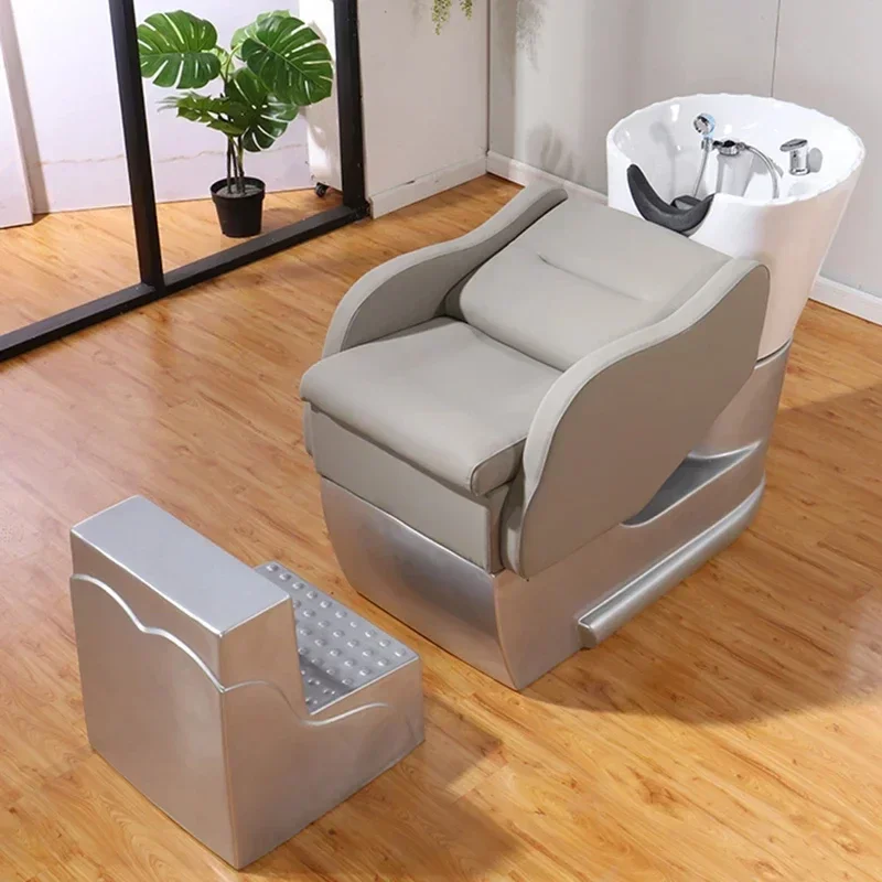 

Hair Shampoo Chair Barber Shop Half Lying Shampoo Chair for Hair Fiberglass Deepening Basin Punch Bed