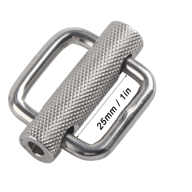 D9 2Pcs Slide Buckle Stainless Steel Rectangle Adjustable Knurled Roller Belt Buckles 25mm Positioning Buckle Diving Accessories