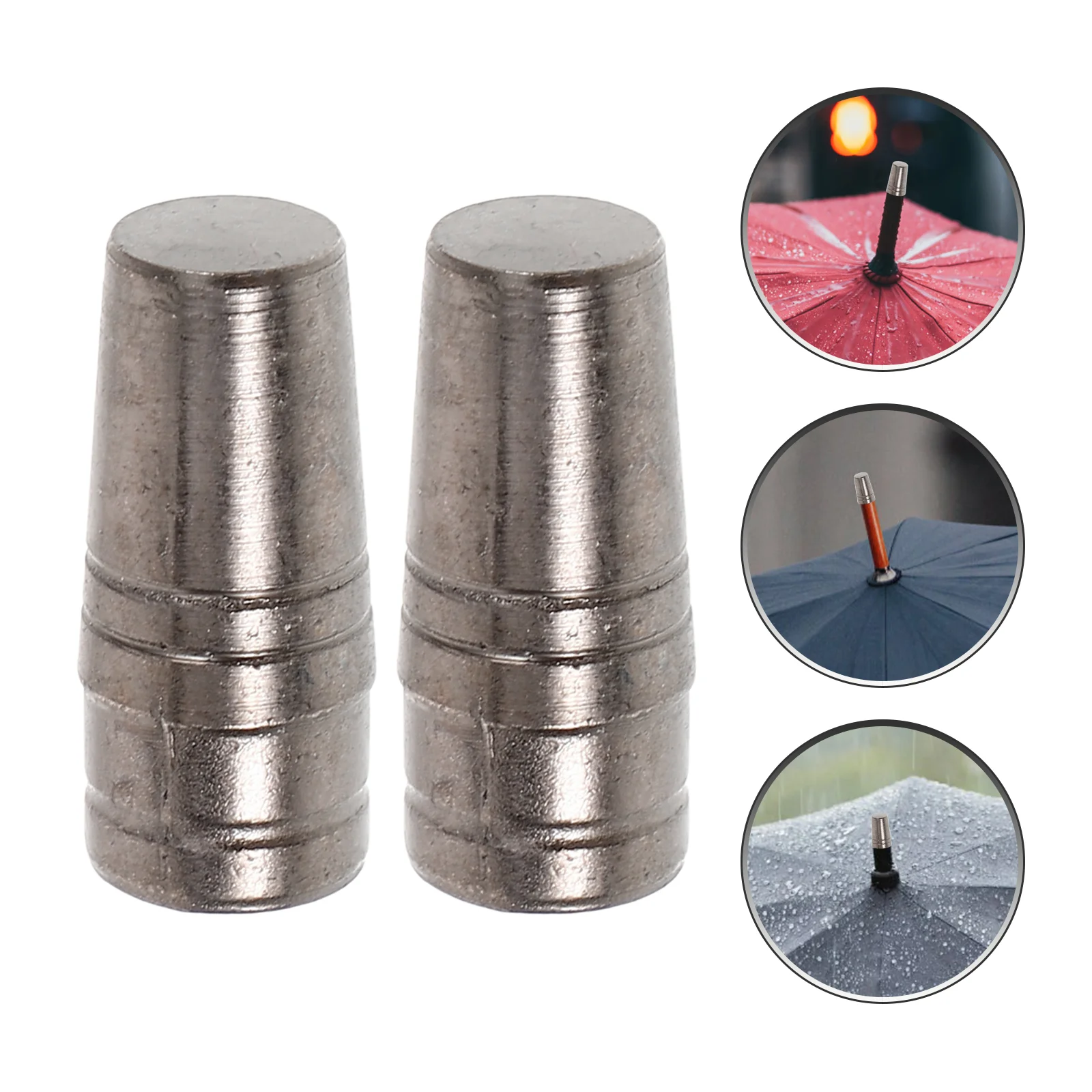 

2 Pcs Trekking Tips Umbrella Cover Replacement Tops on Foot Metal Cane Accessories