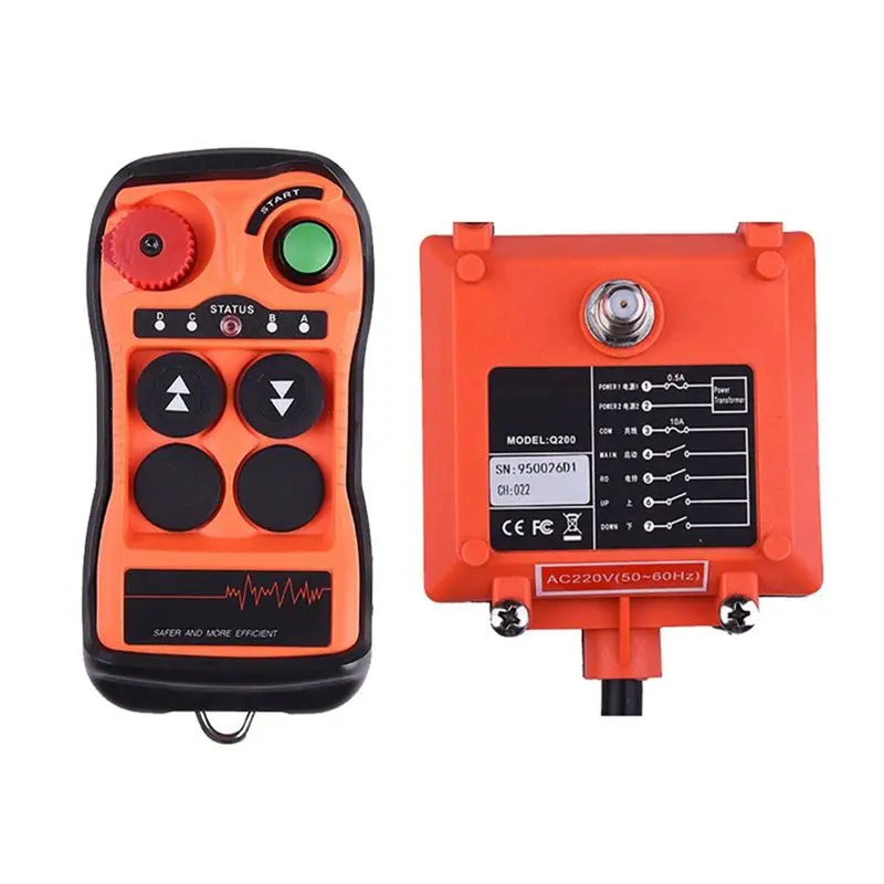 A33T-Q200 Industrial Remote Control 2-Button Waterproof IP65, Wireless Controller For Overhead Crane Industrial AC220V