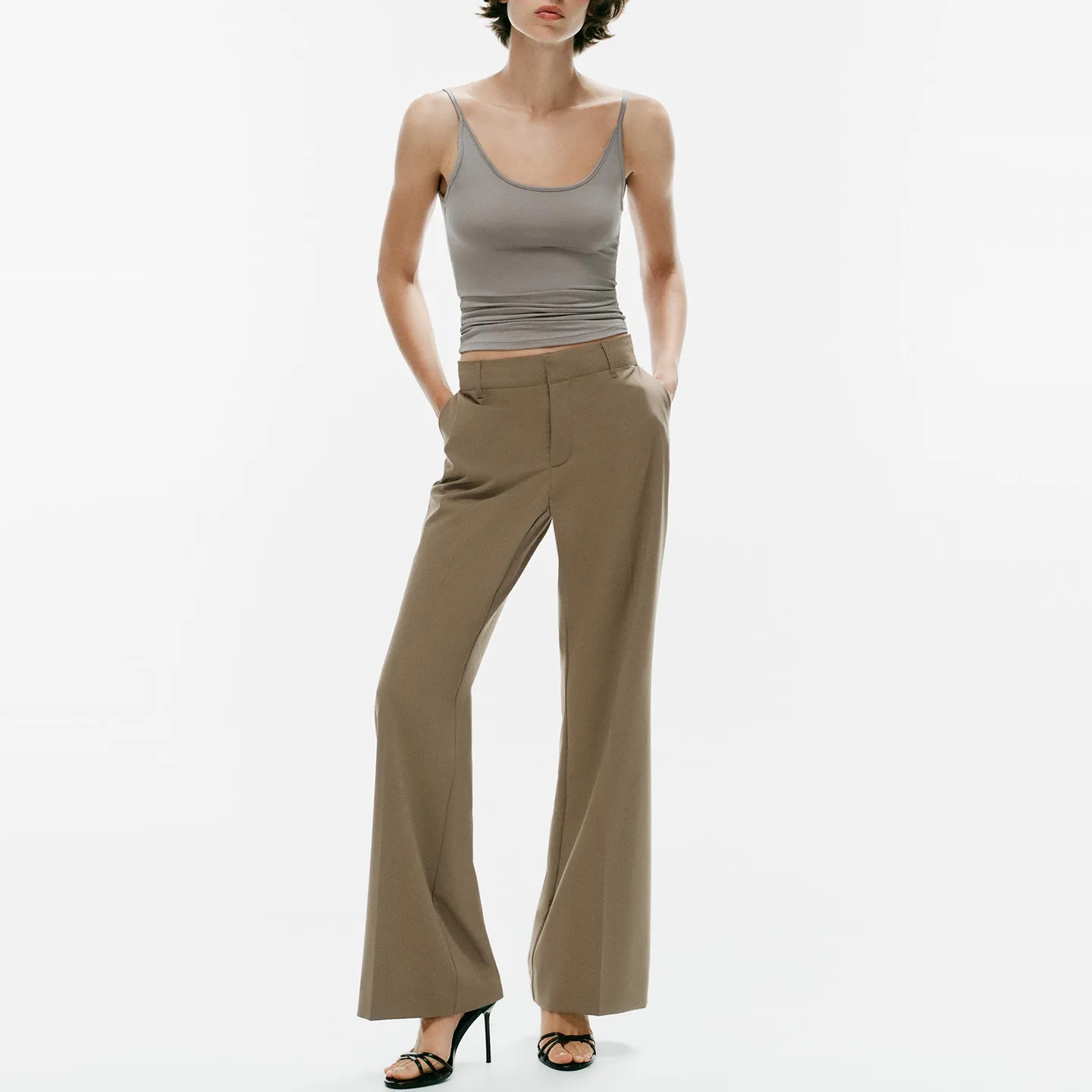 Women's Casual Loose Straight Leg Pants Autumn 2026 New Style Low Waist Buckle Decorated Comfortable Fit Ladies Trousers