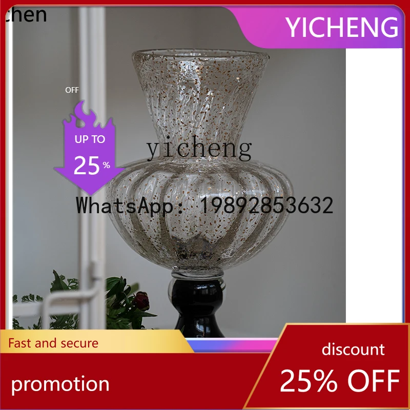 

YFY vase glass transparent water raising flower arrangement ornament living room flower bottle dining table flowers