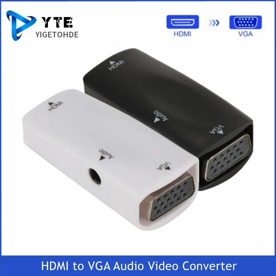 

YIGETOHDE Mini HDMI Female to VGA Female Adapter 1080P FHD Audio Video HD2VGA Converter For PC Laptop HDTV Computer Projector