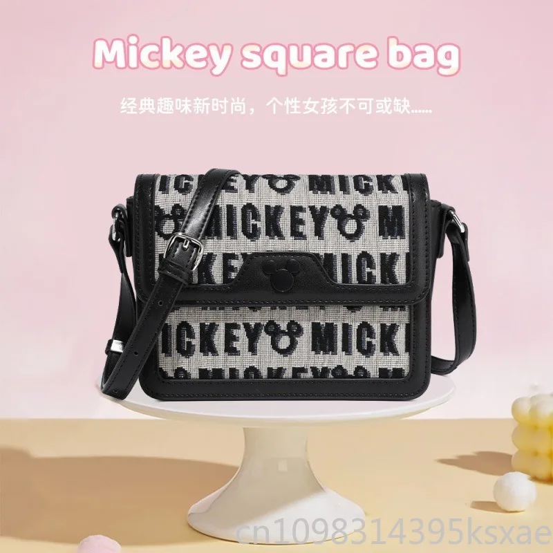 Borsa a tracolla mini quadrata Disney Topolino Borsa da donna per uso quotidiano con ricamo a lettera casual
