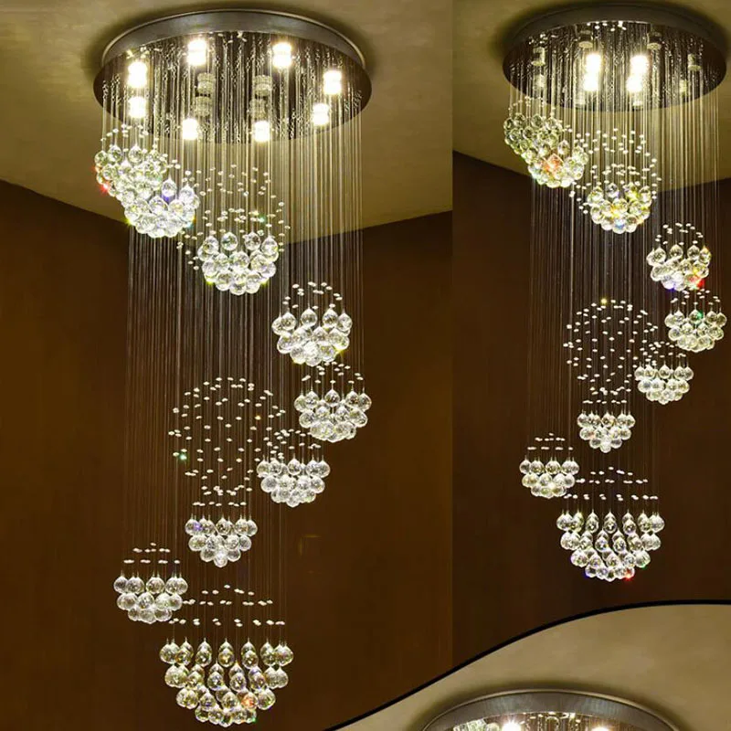 Long Crystal Chandelier Lighting Lustres Lampadari Modern sStage Chandelier LED Light, Clear Crystal Lighting Fixtures