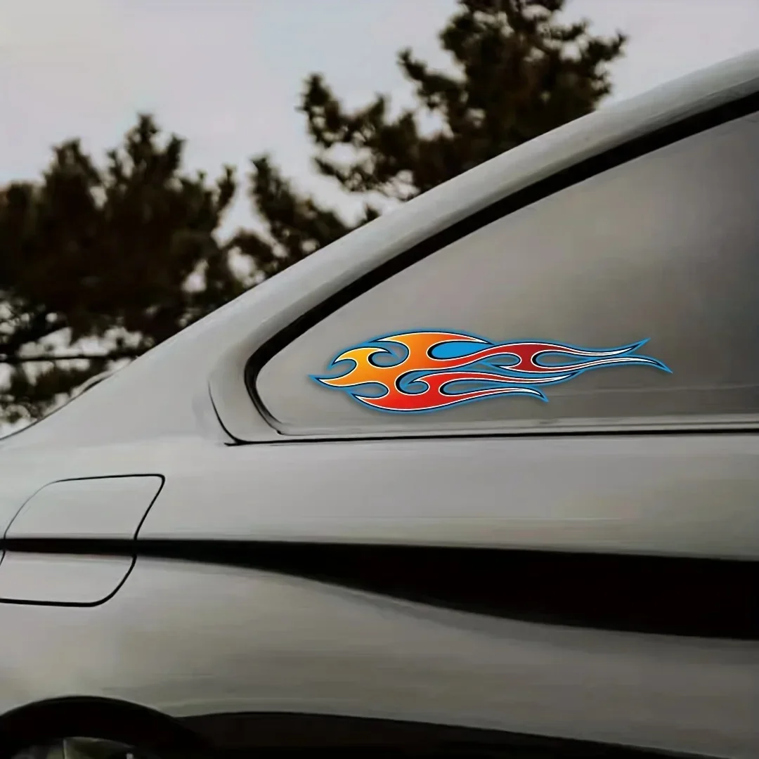 2 шт./компл., красочный узор пламени, наклейка на автомобиль, мотоцикл, энергическая наклейка для внешней персонализации автомобиля и любителей скорости