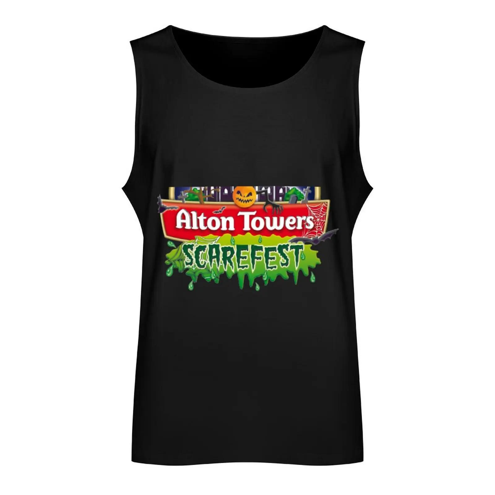 Alton Towers Scarefest 74 Cap Tank Top bodybuilding t-shirt muscular man Gym wear Men's gym t-shirts