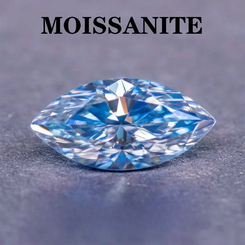 Moissanite Stone Ice Blue Color Marquise Shape for Charms Jewelry Making DIY Ring Necklace  Main Materials  with  Certificate