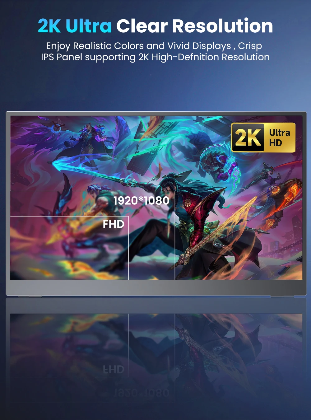 شاشة ألعاب محمولة UPERFECT مقاس 17.3 بوصة 144 هرتز 2560*1440 2K 16:9 HDMI USB C 100% sRGB شاشة Freesync لألعاب الكمبيوتر والكمبيوتر المحمول Mac Xbox PS4 PS5