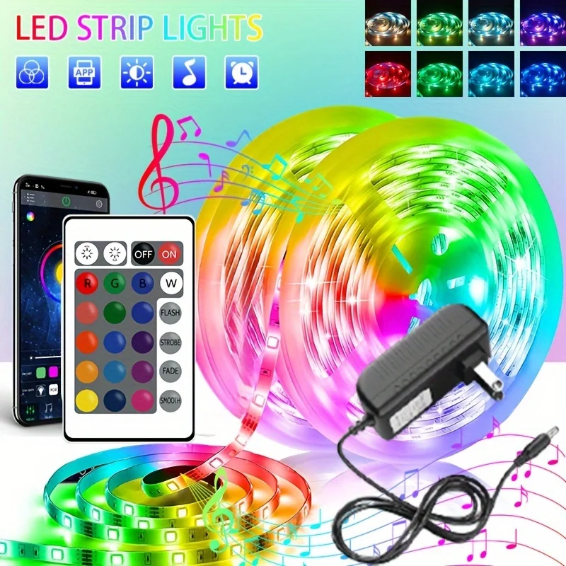 

DC12V Led Tape 5-30Meters Adhesive Led Strip Light Led Alexa Ribbon Remote Control For Tv Wall Ice String Rgb 5050 Room Light