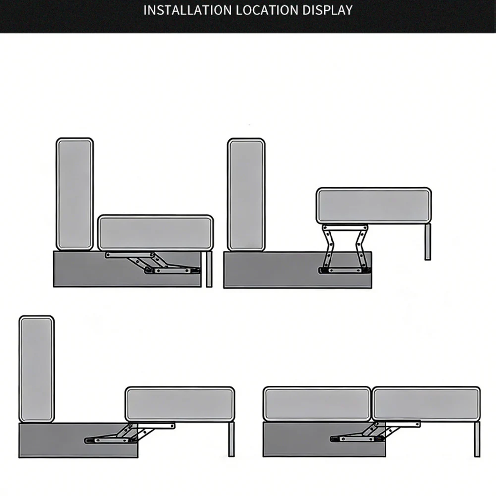 Black Folding Sofa Bed Hinges 2 pcs Steel Material for Smooth Folding Action in Convertible Sofa Bed Furniture Builds