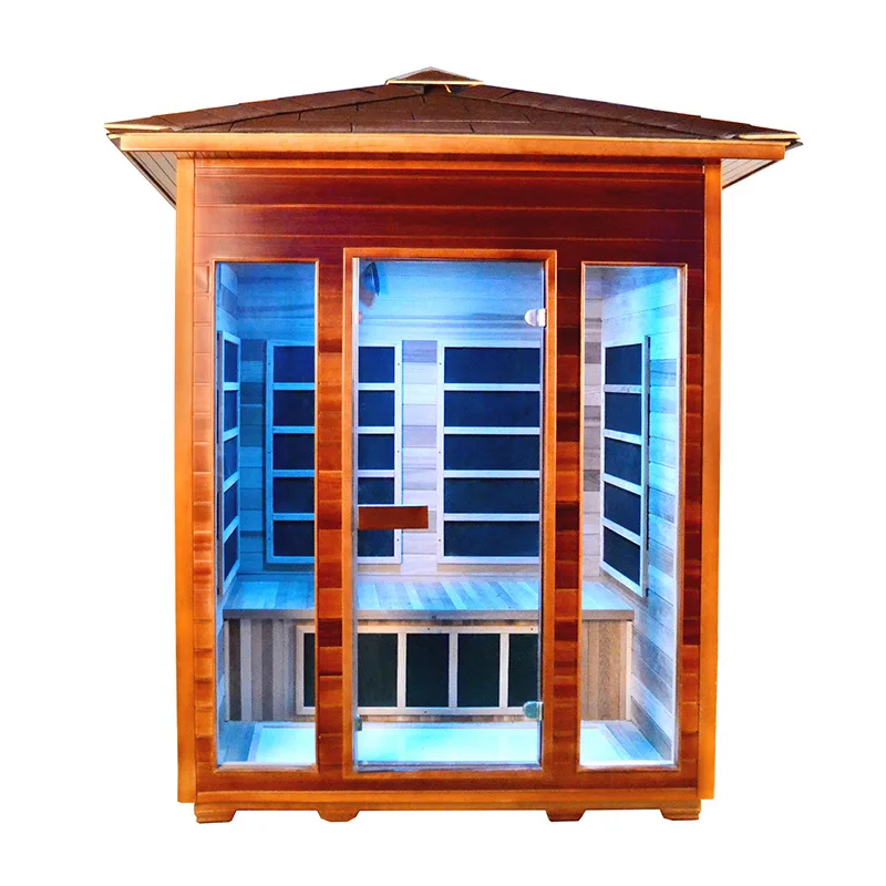 3-4 people Solid wood Canadian cedar outdoor infrared sauna for sale