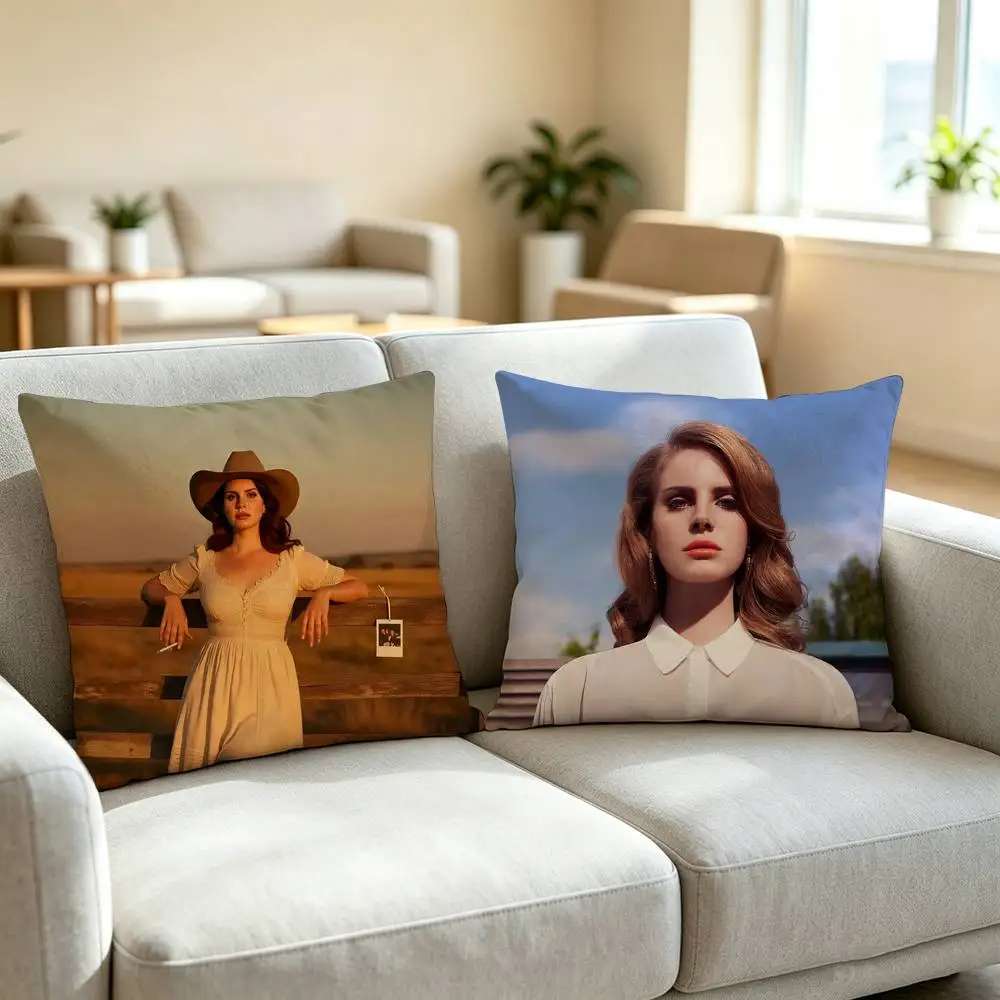 Vintage Lana Del Rey Pin Square Double-Sided printed Pillow Case Bedroom Bedside Pillow Sofa Cushion Cover