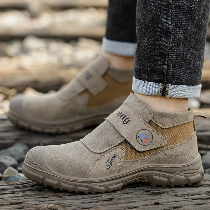 Welding Safety Shoes Anti-Smash & Puncture Proof Wear-Resistant Suede Work Shoes Anti-Scald Steel Toe Boots for Men/Women