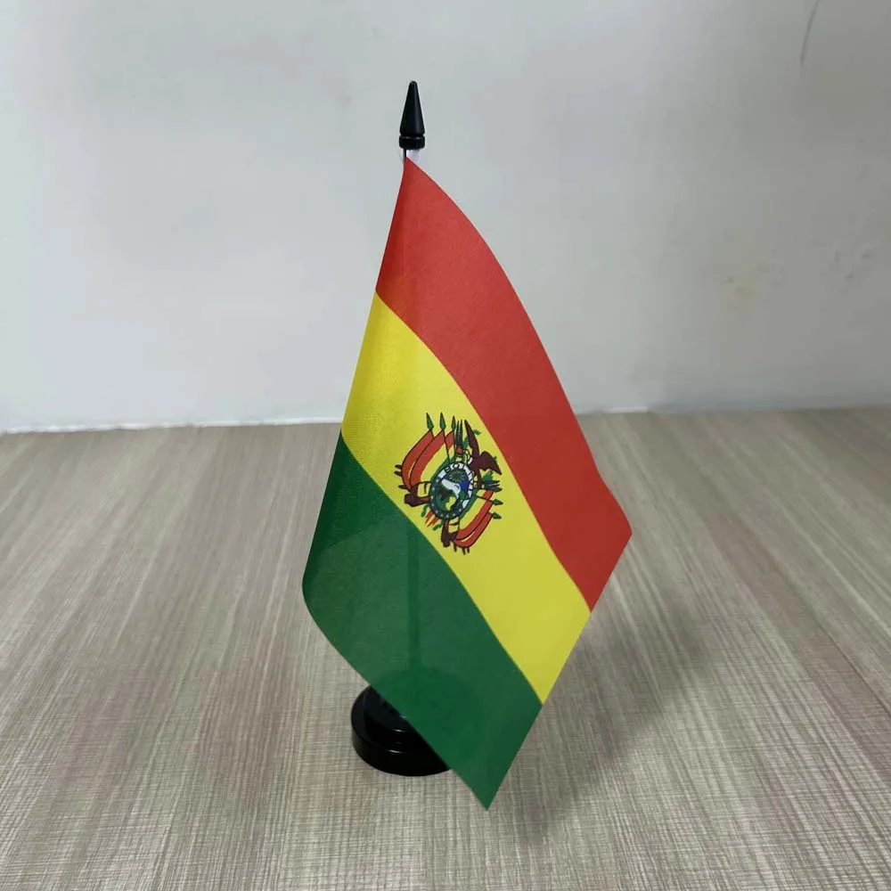 14x21cm Office Desk Flag of Bolivia Flag polyester Ornaments table Flags  mini Bolivia Country Desk flag for decoration