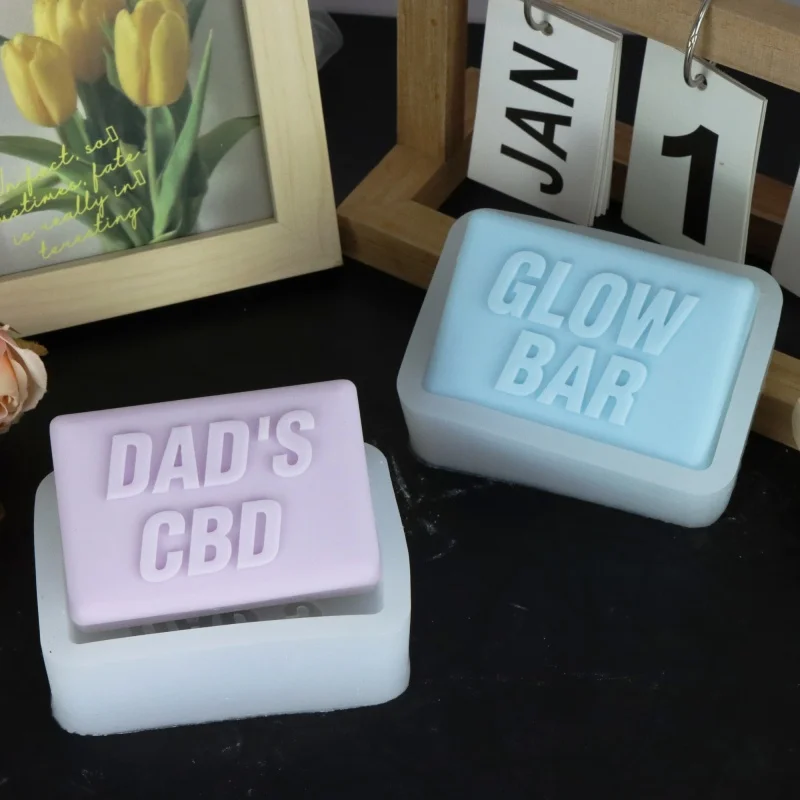3D Dad's CBD & Glow Bar Silicone Candle Molds, Rectangle Soap Wax Mould for DIY Resin Plaster Bath Bombs Father's Day Gift Sets