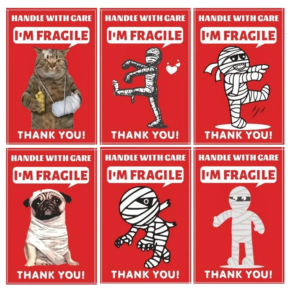 5PCS Funny Fragile Stickers Permanent Adhesive Labels for Shipping, Moving, Glass