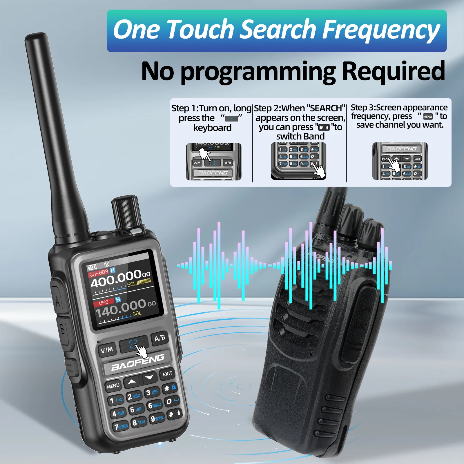 BAOFENG UV-5R walkie talkie compacto Bluetooth programable - imagen 3