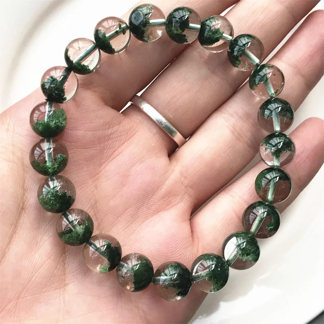 9mm Natural Green Phantom Quartz Bracelet For Women Lady Men Healing Gift Energy Crystal Clear Round Beads Strands Jewelry AAAAA