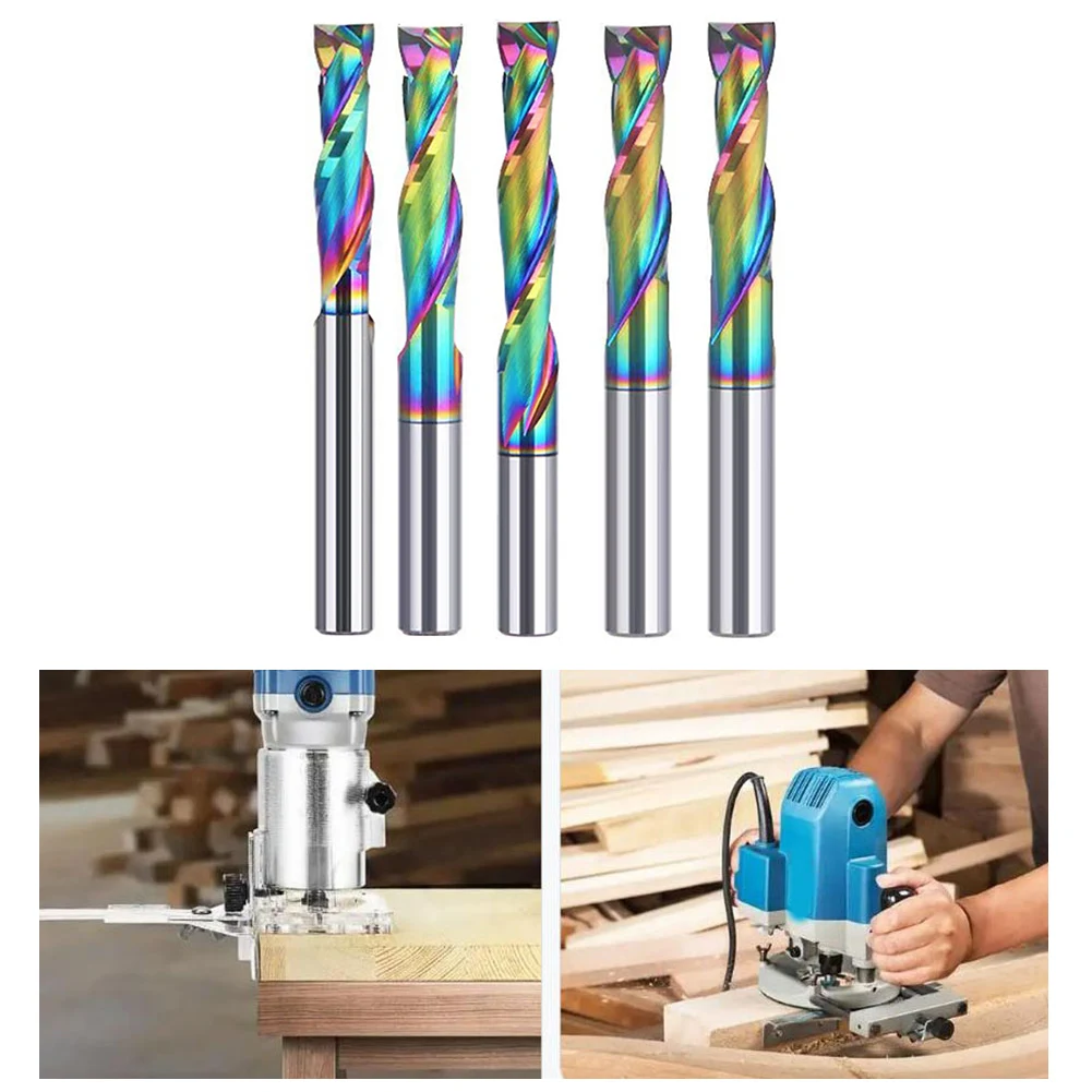 Anti-Vibration Cutter Compound Router Bit for dlc Nano-Coating Rust Resistance Seismic Resistance 6.35mm Shank For CNC Machines