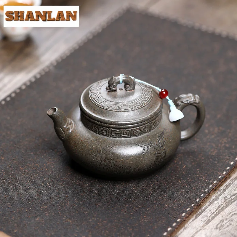 

280 мл высококачественные чайники из фиолетовой глины Исин, горшок ручной работы, древний алтарь, сырая рудная скоринка, зеленая грязь, чайник для приготовления чая, чайный сервиз Zisha, ча