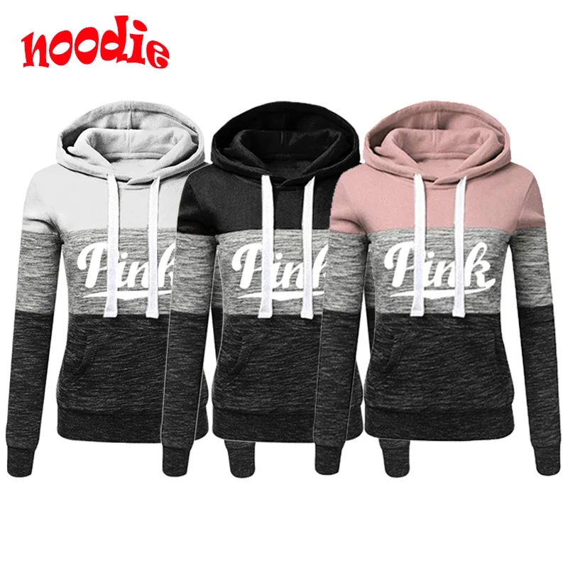 2024 Womens Tracksuit Printing Fashion Hoodied Sweatshirts Casual Outdoors Jogging Long Sleeve Pullover Lady Color Block Top