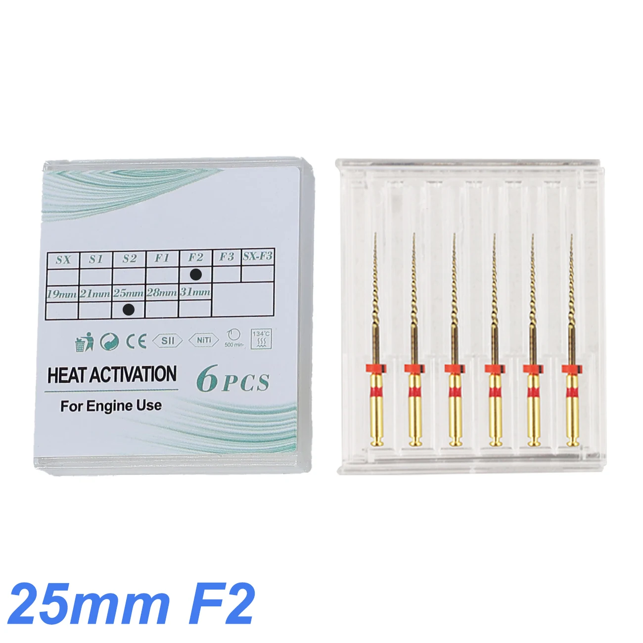 TJDent 6pcs/Box 25mm Dental Endodontic Files Gold Endo File Root Canal Heat Activated Rotary File NITI Instrument Dentistry Tool view 3