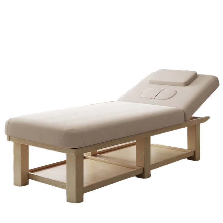 High-Density Sponge Adjustable Salon Spa Furniture Modern Luxury Synthetic Leather Wooden Beauty Table Massage Bed