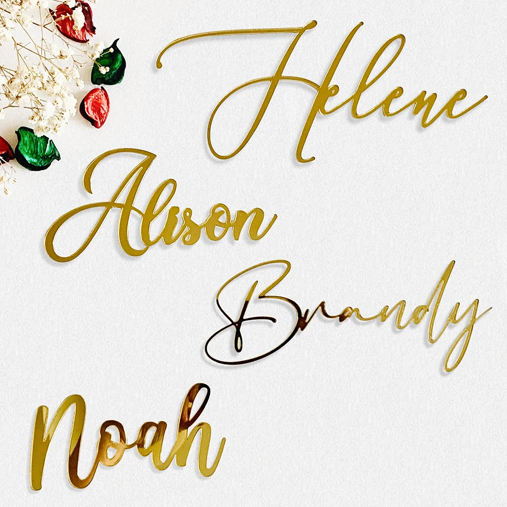 

20Pcs Personalized Table Name Place Cards Wedding Laser Cut Acrylic Place Card First Name Custom Wood Names Wedding Guests Table