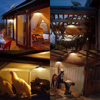 【Exclusive-Deal!】Solar Pendant Light Outdoor Waterproof LED Lamp Double-Head Chandelier Decorations for Outdoor Shed Barn Room