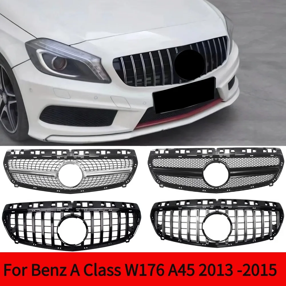 

Для Mercedes A Class W176 2013-2015 A180 A200 A220 A250 A260 A45 Передняя решетка Racing Grill Mesh Tuning Аксессуары GT Style