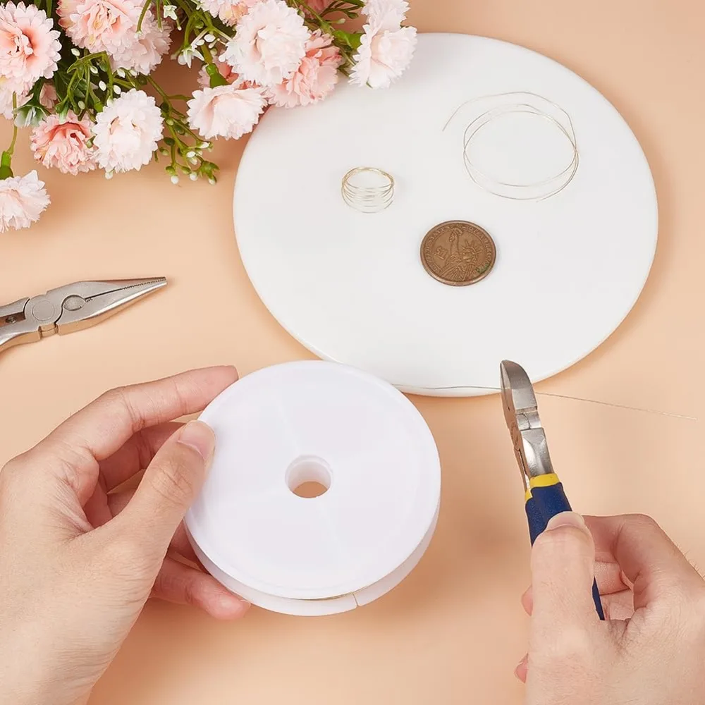 28 مقياس حبة سلسلة سلك 54.6 ياردة/50 متر 14K مطلية بالذهب النحاس الحرفية سلك جولة مصقول تشويه مقاومة انحناء أطقم