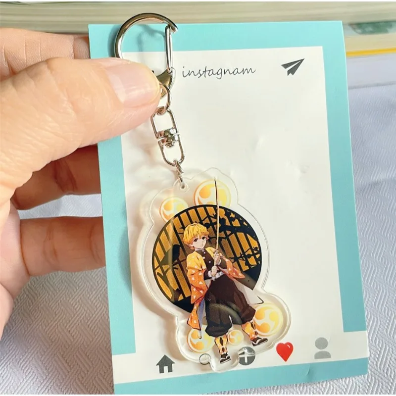 

Demon Slayer Cartoon Acrylic Keychain Agatsuma Zenitsu Anime Action Figure Doll Kawaii Car Key Bag Decoration Cute Gift for Girl
