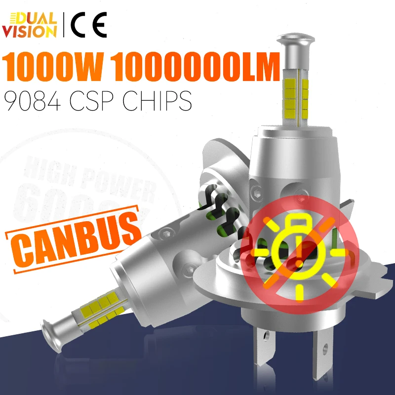 

1000 Вт H7 светодиодные фары CANBUS для объектива проектора 360 3D CSP чипы автомобильные фары лампы 6000K 1000000 Автоматическая лампа LM Canbus Turbo Led H7
