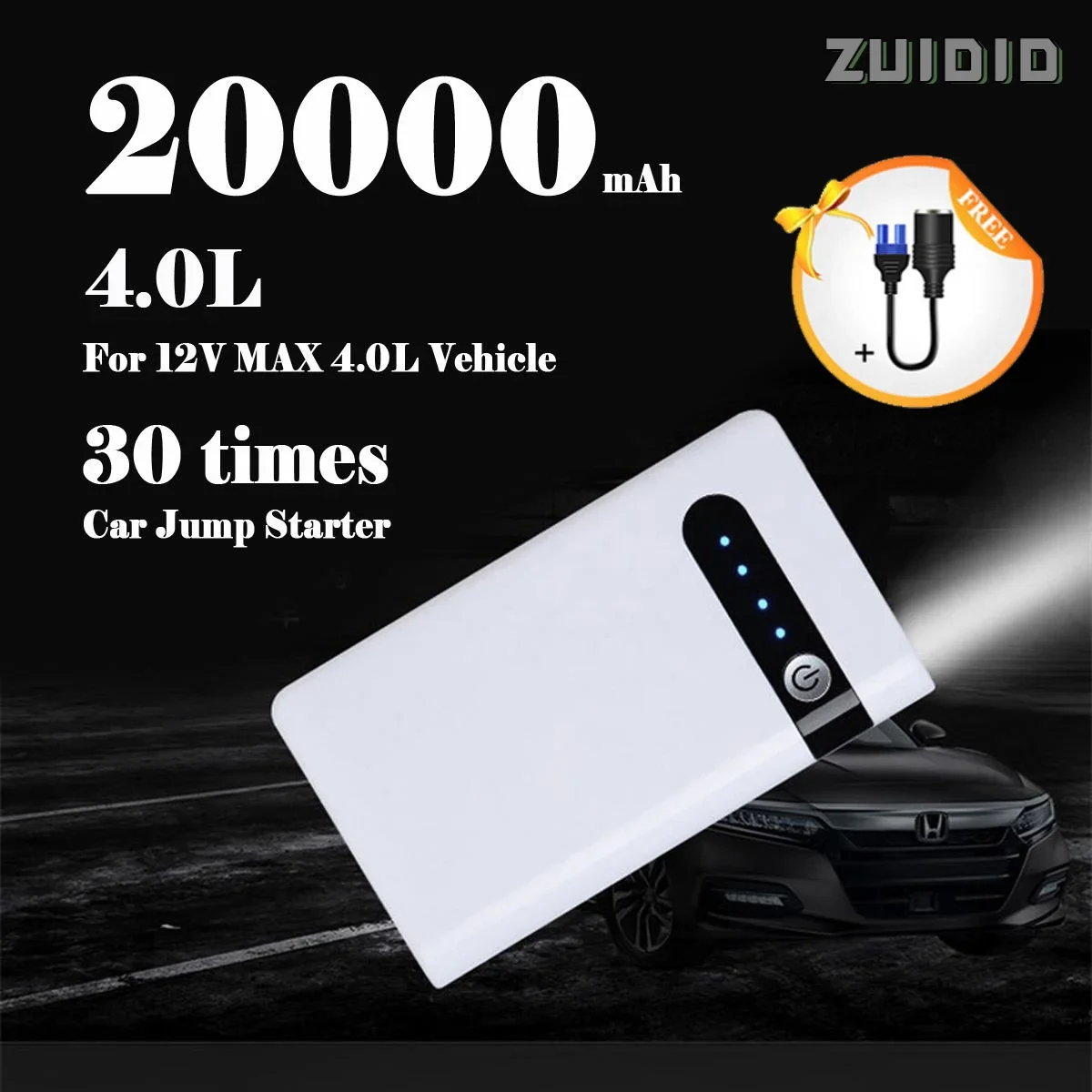 20000mAh 12V Car Jump Starter Portable Emergency Power Bank Battery Booster Laptop Phone 3 Interface Charging Articles For Cars