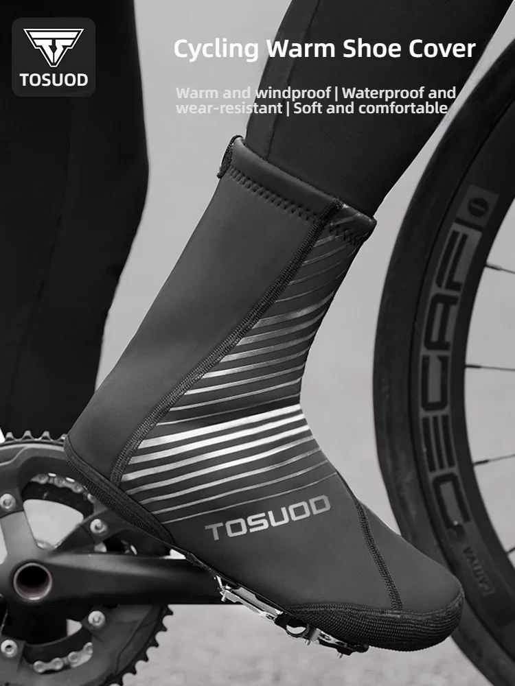 TOSUOD Winter Waterproof Cycling Shoe Cover Reflective Thermal Elastic Rainproof Bike Shoe Cover Cycling Overshoes Boot Covers