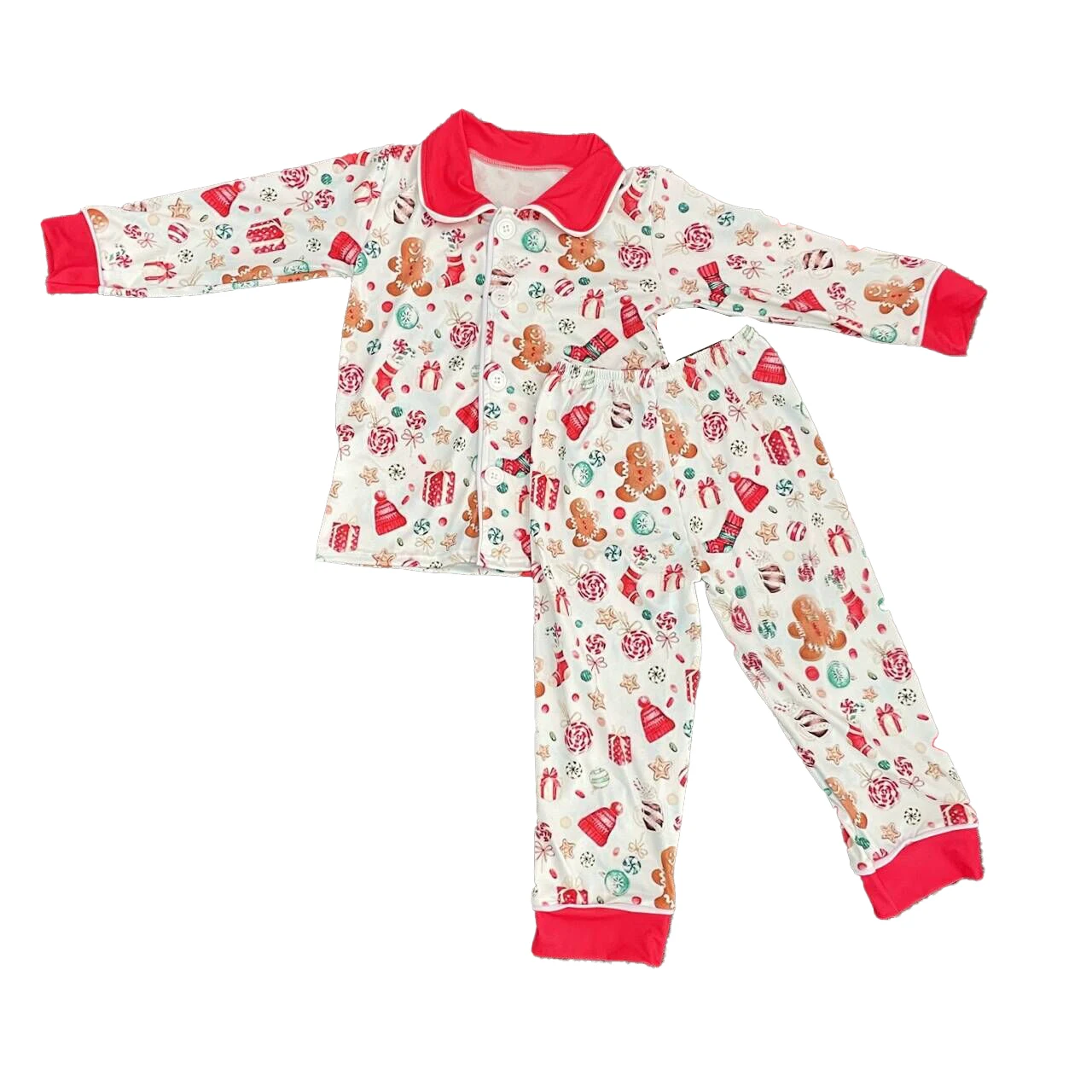 Girls Boutique Christmas Sleepwear Clothing Kids Christmas tree gingerbread Pajamas Outfit Wholesale Boys Pyjamas Sets image 3