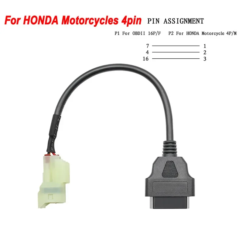 OBD Motorcycle Cable For Honda 4 Pin Plug Cable Diagnostic Cable 4Pin to OBD2 16 pin Adapter