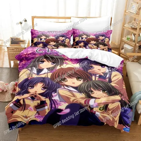Anime Clannad Nagisa Furukawa Set biancheria da letto Ragazzi Ragazze Twin Queen Size Copripiumino Federa Letto Bambini Adulti Tessili per la casa