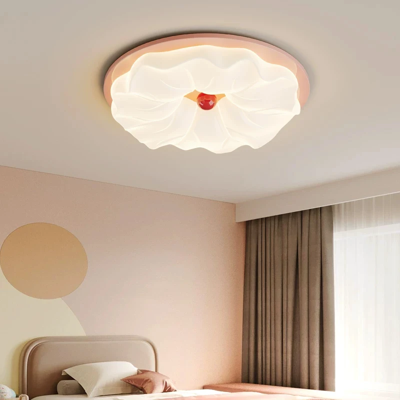 

French Cream Style Flower Ceiling Lamps Children's Room Bedroom Lamp LED Modern Warm Baby Room Girl Boy Bedroom Ceiling Lights