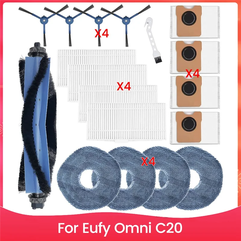 

IALJ-Accessory Set For Eufy Omni C20 Vacuum Cleaner Replacement Part Main Side Brush Hepa Filter Mop Cloth Dust Bags
