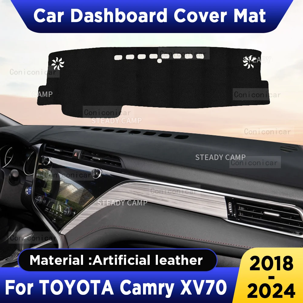 For TOYOTA Camry XV70 2018- 2024 2023 Car Dashboard Cover Mat Dash Board Sun Shade Pad Artificial Leather sun-proof Accessories