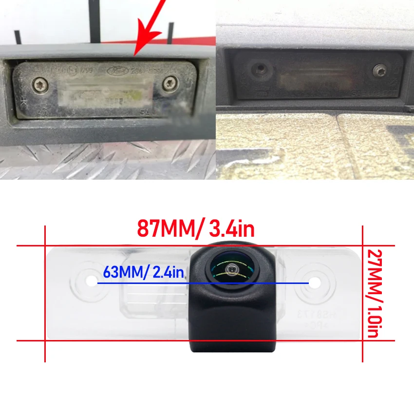 Cámara de Reversa para Ford Mustang GT CS 2005~2014, Lente Ojo de Pescado HD CCD, Visión Nocturna, Impermeable, Cámara Trasera de Reversa para Auto