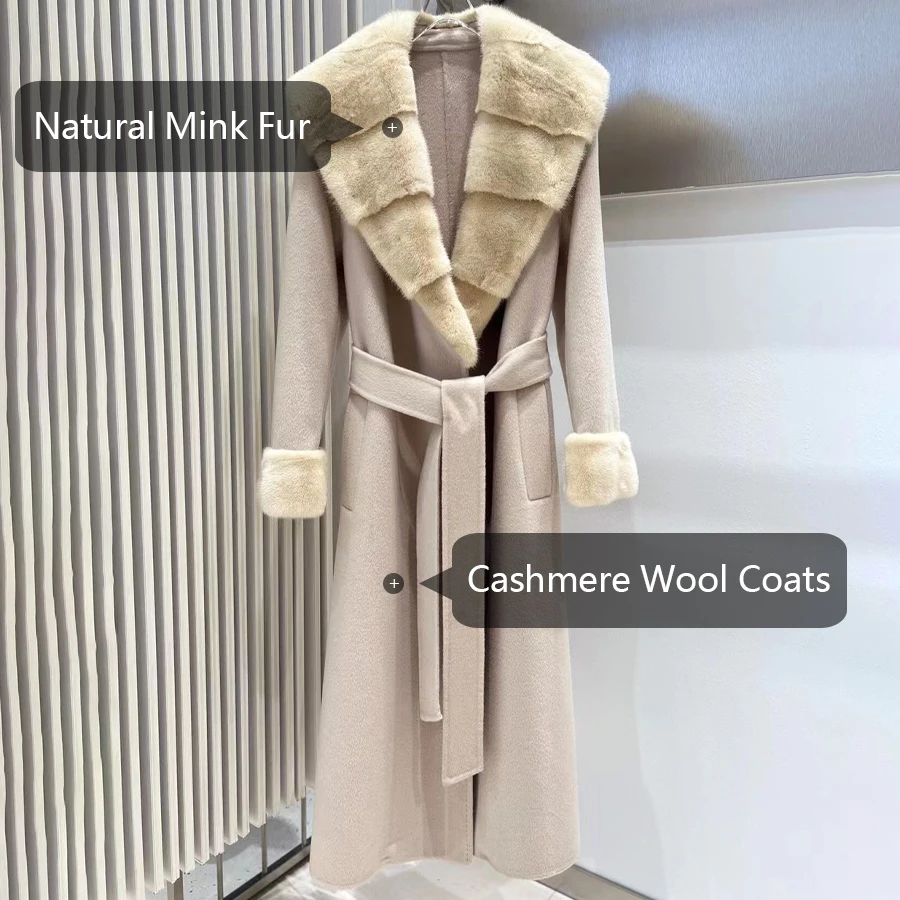 مزيج الصوف سترة مطابقة حزام المرأة معطف الصوف الفاخرة المرأة نمط جديد معطف من قماش الكشمير النساء