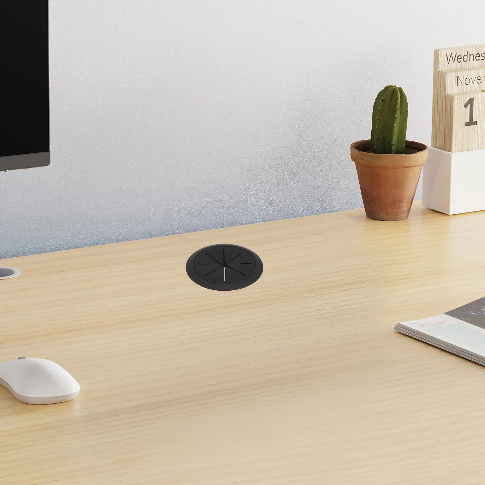 Lot de 2 cache-câbles de bureau, passe-câbles flexibles, organiseur de fils rond, insert pour trou de câblage pour ordinateur de bureau et bureau de travail
